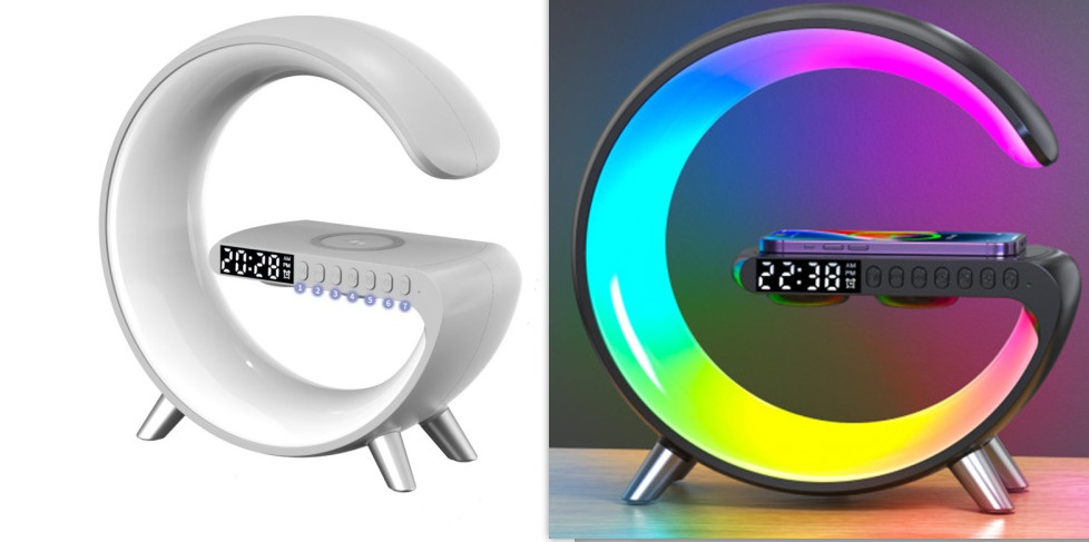 New Intelligent G Shaped LED Lamp Bluetooth Speake Wireless Charger Atmosphere Lamp App Control For Bedroom Home Decor - Image 4